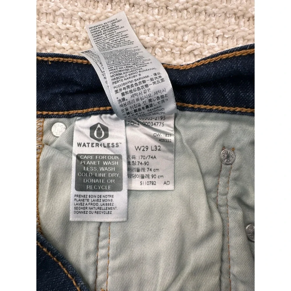Levi 505 Mens Jeans Regular Fit Straight Leg Dark Wash Blue Denim Pants 30x31‎
